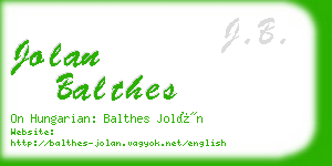jolan balthes business card